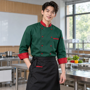 Áo Bếp Đồng Phục Cho Bếp Trưởng Màu Xanh lá Thoáng Khí