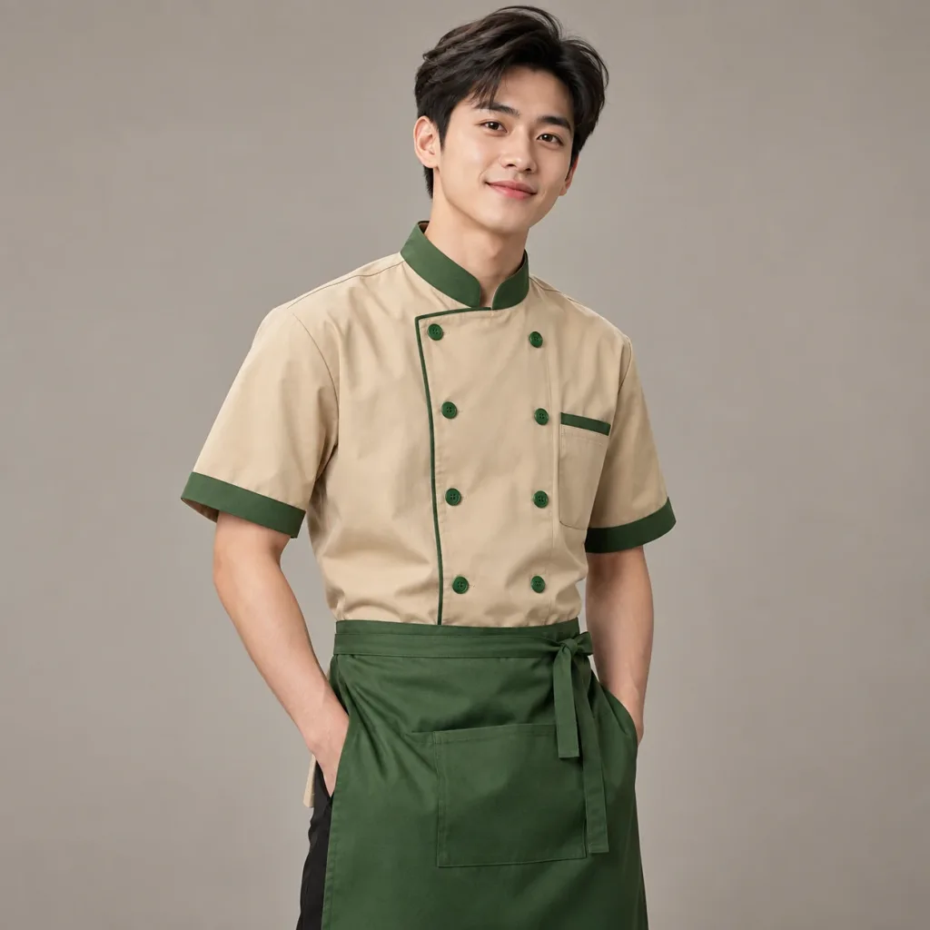Áo Bếp Đồng Phục Xanh lá Thoáng Khí Form Unisex