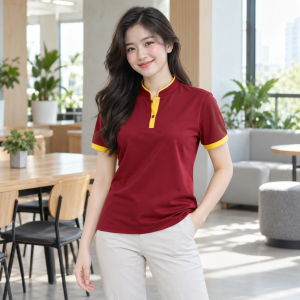Áo Đồng Phục Họp Lớp Đỏ đô Phối Vàng Vải Pangrim