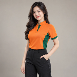 Áo Đồng Phục Văn Phòng Vải Nỉ Màu Cam Thiết Kế Hiện Đại