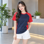Áo Gia Đình Đi Biển Xanh navy Phối Đỏ Vải Gió
