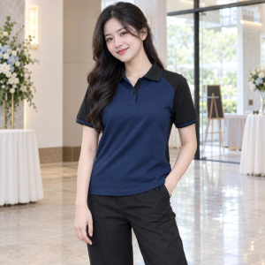 Áo Họp Lớp Polo Xanh navy Phối Đen Vải Nỉ