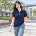 Áo Họp Lớp Polo Xanh navy Phối Đỏ Vải Thun mè