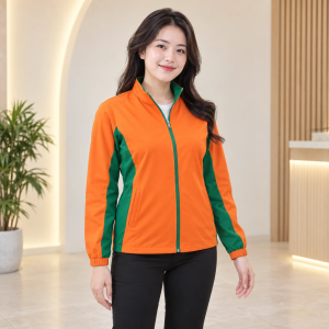 Áo Khoác Nỉ Doanh Nghiệp Cam Phối Sườn Form Slim