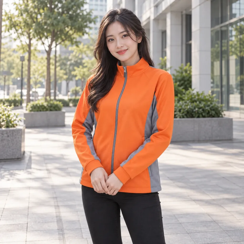 Áo Khoác Nỉ Doanh Nghiệp Cam Phối Sườn Form Slim – Form Dễ Mặc