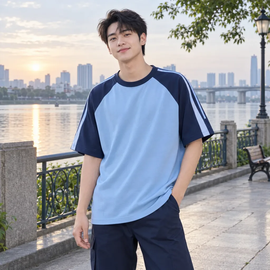 Áo Kỷ Yếu Tập Thể Cá Tính Phối Xanh navy Dáng Rộng