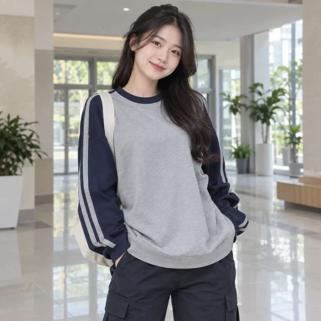 Áo Lớp Cổ Tròn Vải Nỉ Màu Xám Thiết Kế Cá Tính