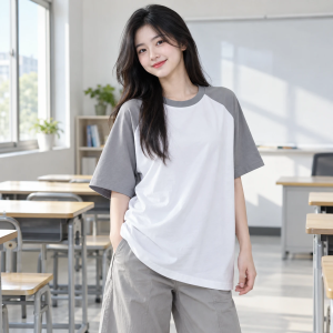 Áo Lớp Cổ Tròn Xám Ít Nhăn Form Rộng