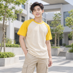 Áo Nhóm Du Lịch Cho Công Ty Du Lịch Màu Vàng Tay Raglan