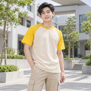 Áo Nhóm Du Lịch Cho Công Ty Du Lịch Màu Vàng Tay Raglan