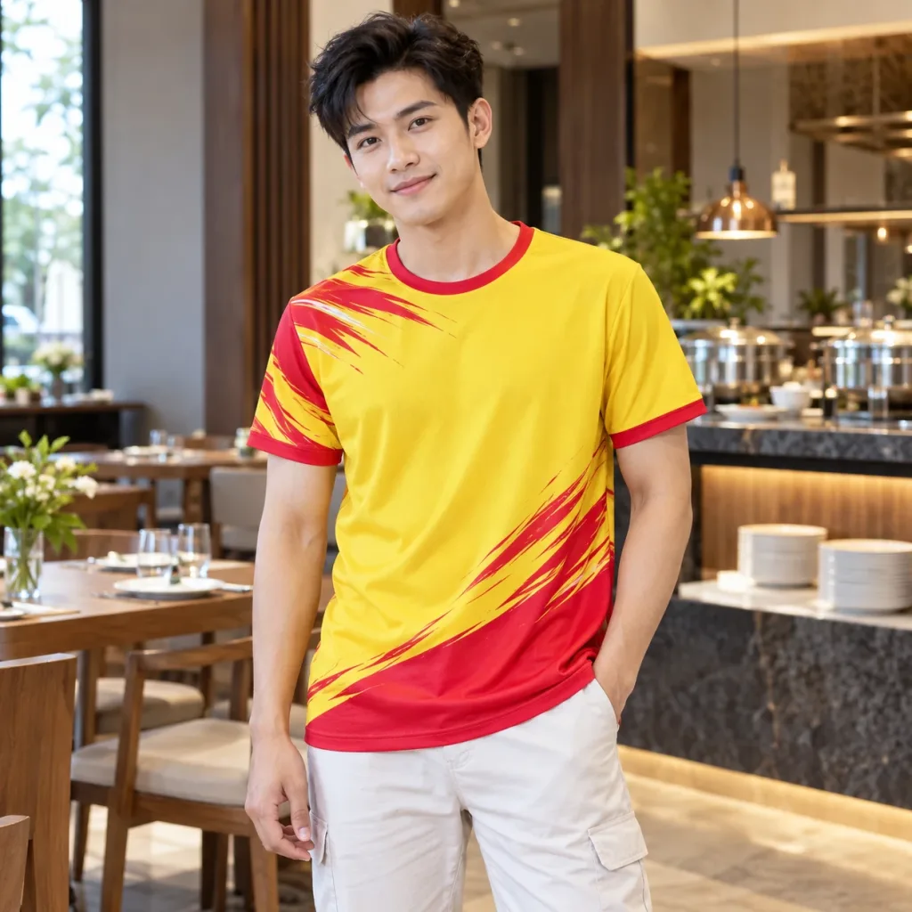 Áo Nhóm Du Lịch Vải Cá sấu cotton Màu Vàng Thiết Kế Thanh Lịch