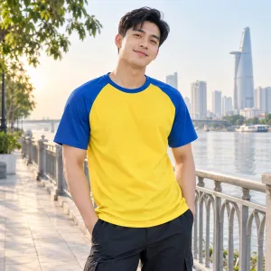 Áo Nhóm Du Lịch Vàng Tay Raglan Form Suông