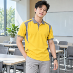 Áo Polo Họp Lớp Cổ Trụ Vải Nỉ Màu Vàng Thiết Kế Cao Cấp