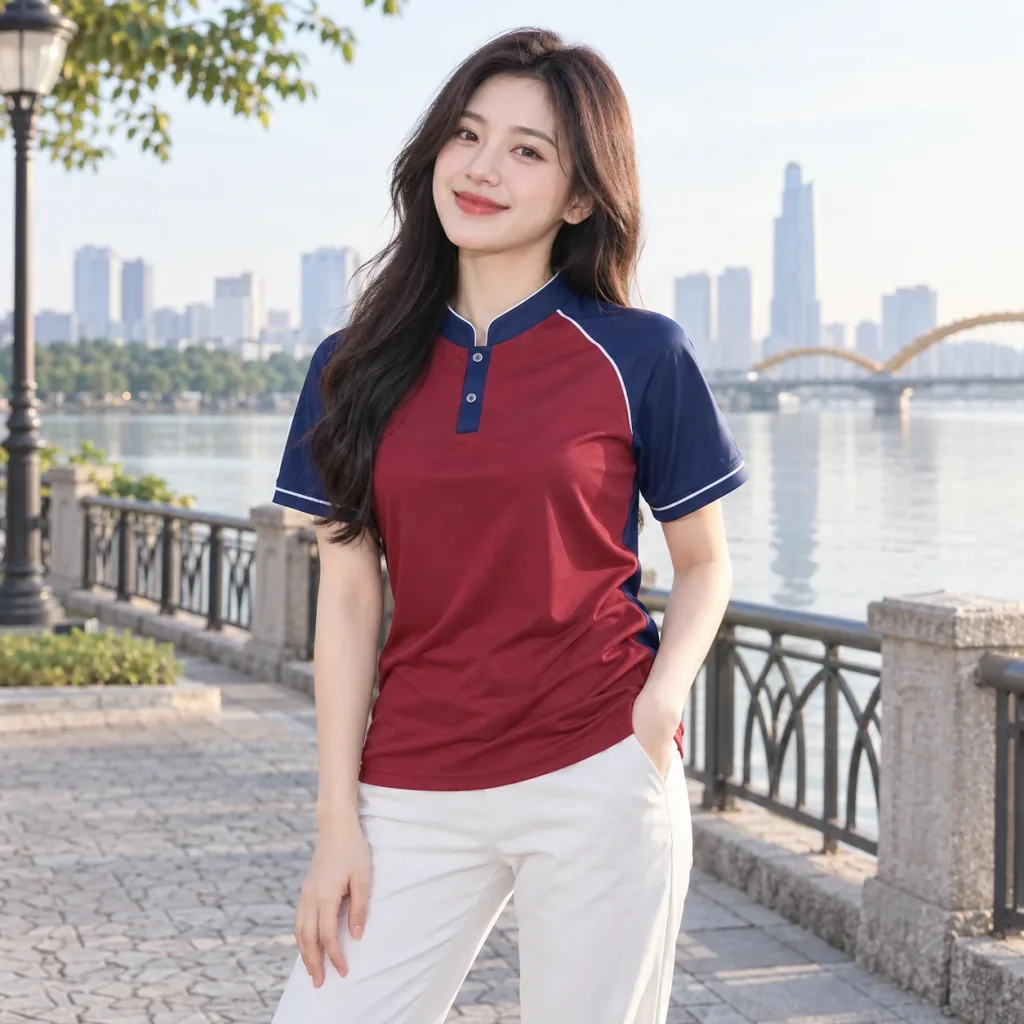Áo Tập Thể Niên Khóa Tối Giản Phối Xanh dương Dáng Regular