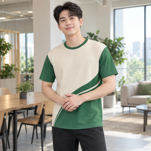 Áo Team Công Ty Cổ Tròn Vải Cotton 65/35 Màu Xanh lá Thiết Kế Chuyên Nghiệp