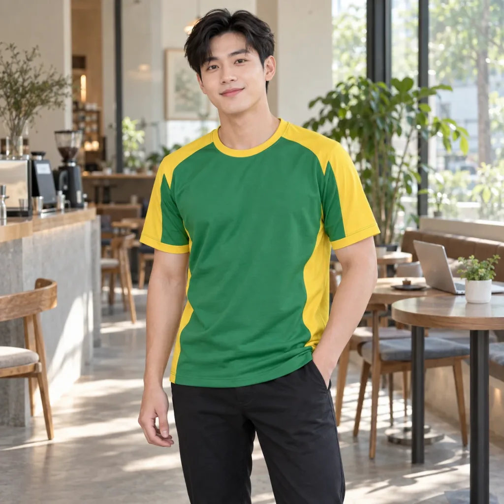 Áo Team Công Ty Cổ Tròn Vải Gió Màu Xanh lá Thiết Kế Cao Cấp