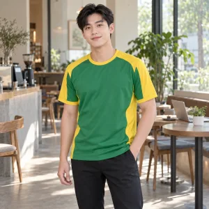 Áo Team Công Ty Cổ Tròn Vải Gió Màu Xanh lá Thiết Kế Cao Cấp