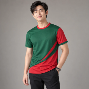 Áo Team Công Ty Cổ Tròn Vải Pangrim Màu Xanh lá Thiết Kế Thanh Lịch