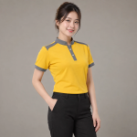 Áo Thun Nhân Viên Nhà Hàng Vàng Phối Xám Vải Cotton