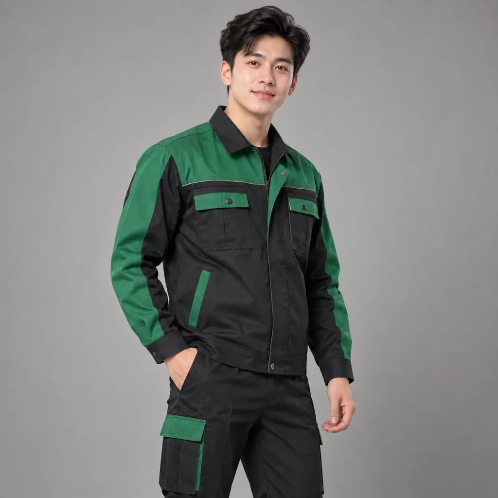 Bộ Đồng Phục Bảo Hộ Lao Động Cho Nhân Viên Kho Vận Màu Xanh lá Túi Tiện Dụng