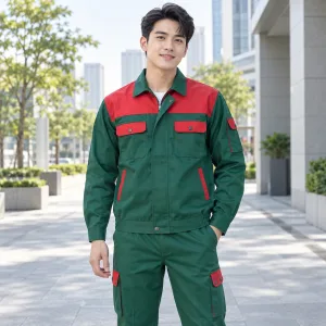 Bộ Đồng Phục Bảo Hộ Lao Động Xanh lá Túi Tiện Dụng Form Unisex