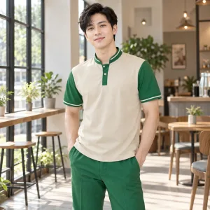 Bộ Đồng Phục Mầm Non Vải Cá sấu poly Màu Xanh lá Thiết Kế Chuyên Nghiệp