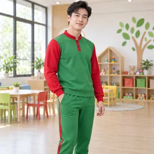 Bộ Đồng Phục Mầm Non Vải Nỉ Màu Xanh lá Thiết Kế Thanh Lịch