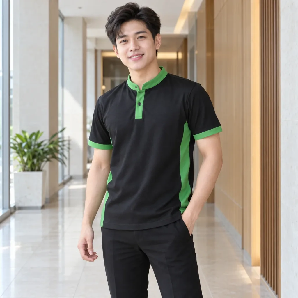 Bộ Đồng Phục Mầm Non Xanh lá Phối Viền Form Unisex