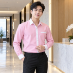 Bộ Đồng Phục Phục Vụ Thanh Lịch Hồng Phối Trắng Vải Pangrim