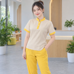 Đồng Phục Bé Trai Bé Gái Be Phối Vàng Vải Kate Ý
