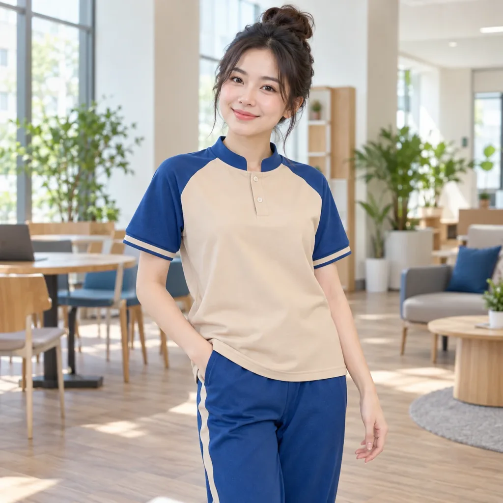 Đồng Phục Bé Trai Bé Gái Be Phối Xanh dương Vải Gió