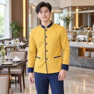 Đồng Phục Dịch Vụ Cao Cấp Cho Khu Nghỉ Dưỡng Màu Vàng Phối Cổ