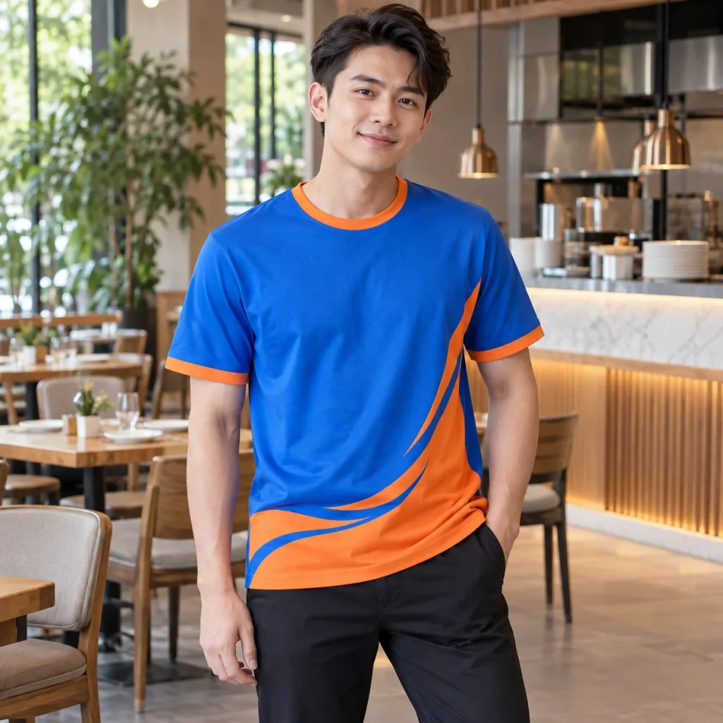Mẫu Áo Kỷ Niệm Cổ Tròn Xanh dương Vải Cotton Phong Cách Năng Động