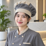 Mũ Đầu Bếp Đồng Phục Xám Phản Quang Form Rộng