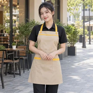 Tạp Dề Quán Cafe Be Phối Vàng Vải Gió