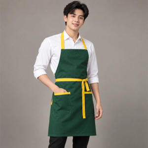 Tạp Dề Yếm Đồng Phục Vải Kate Ý Màu Xanh lá Thiết Kế Cao Cấp