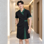 Váy Đồng Phục Thẩm Mỹ Viện Đen Phối Xanh lá Vải Thun lạnh